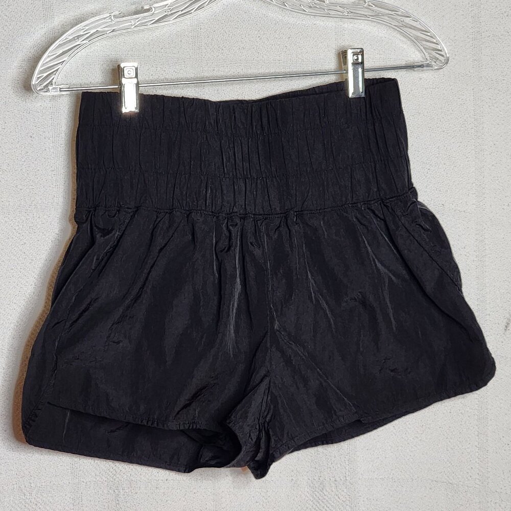 Automet Black Nylon Span High Waisted Built in Underwear Running Shorts Size M